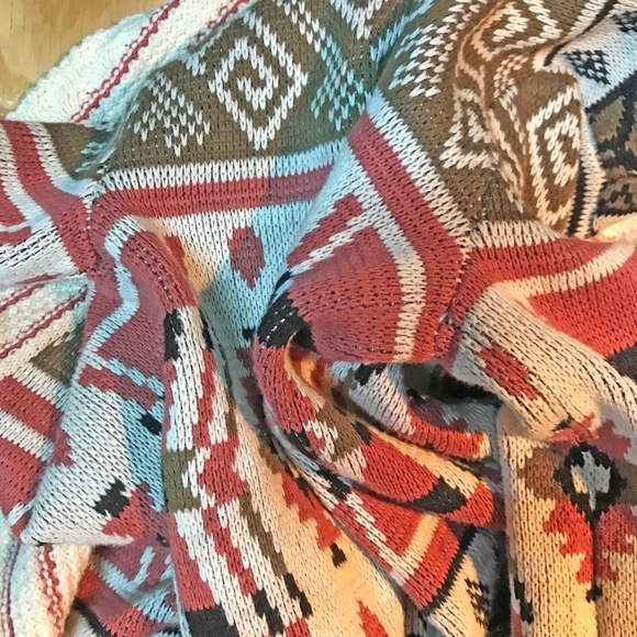 Forever 21 Cardigan Open Front Aztec Southwestern Tribal Geometric Sweater Boho - Picture 16 of 16